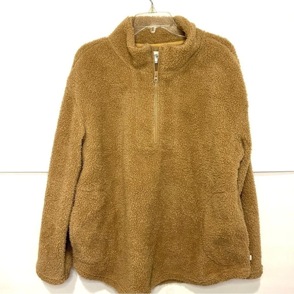 Koolaburra Tops - Koolaburra by Ugg quarter zip tan camel teddy bear sheep women’s size large